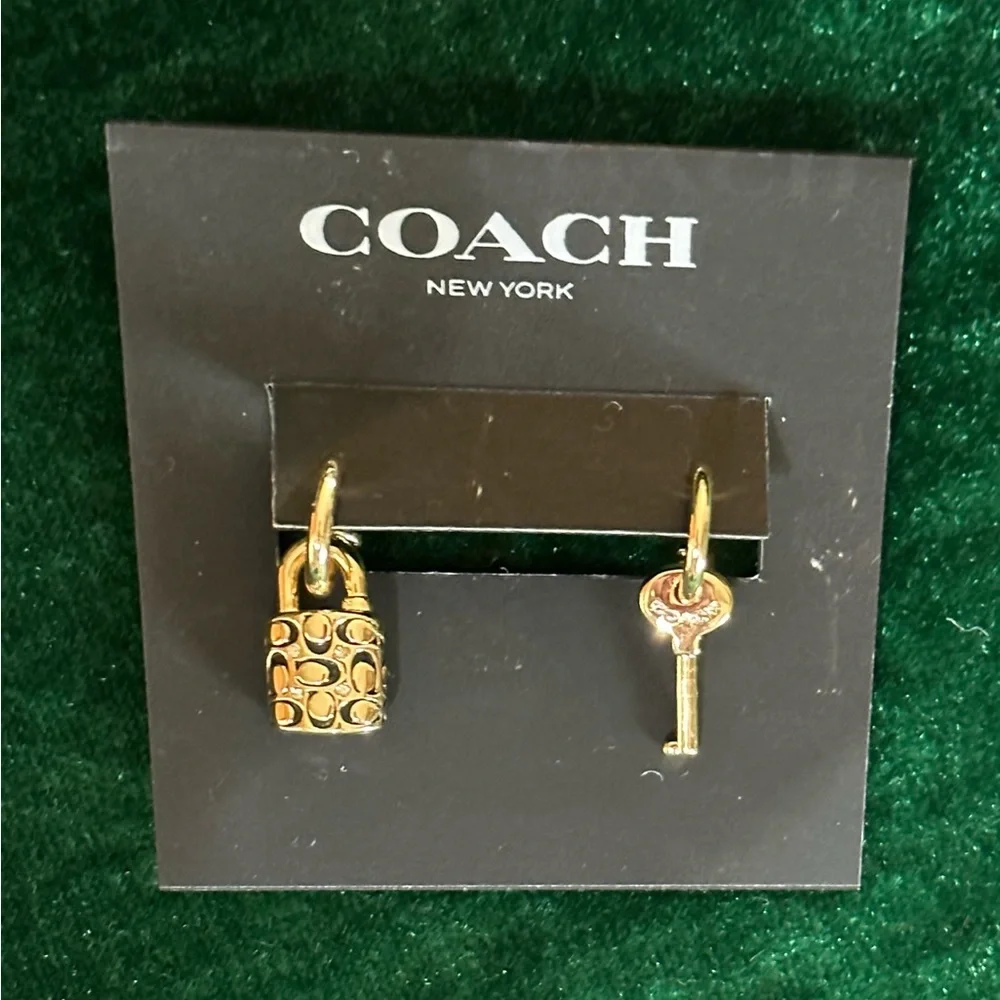 Quilted Padlock Key Mismatch earrings with clear crystal accent - Picture 3 of 5